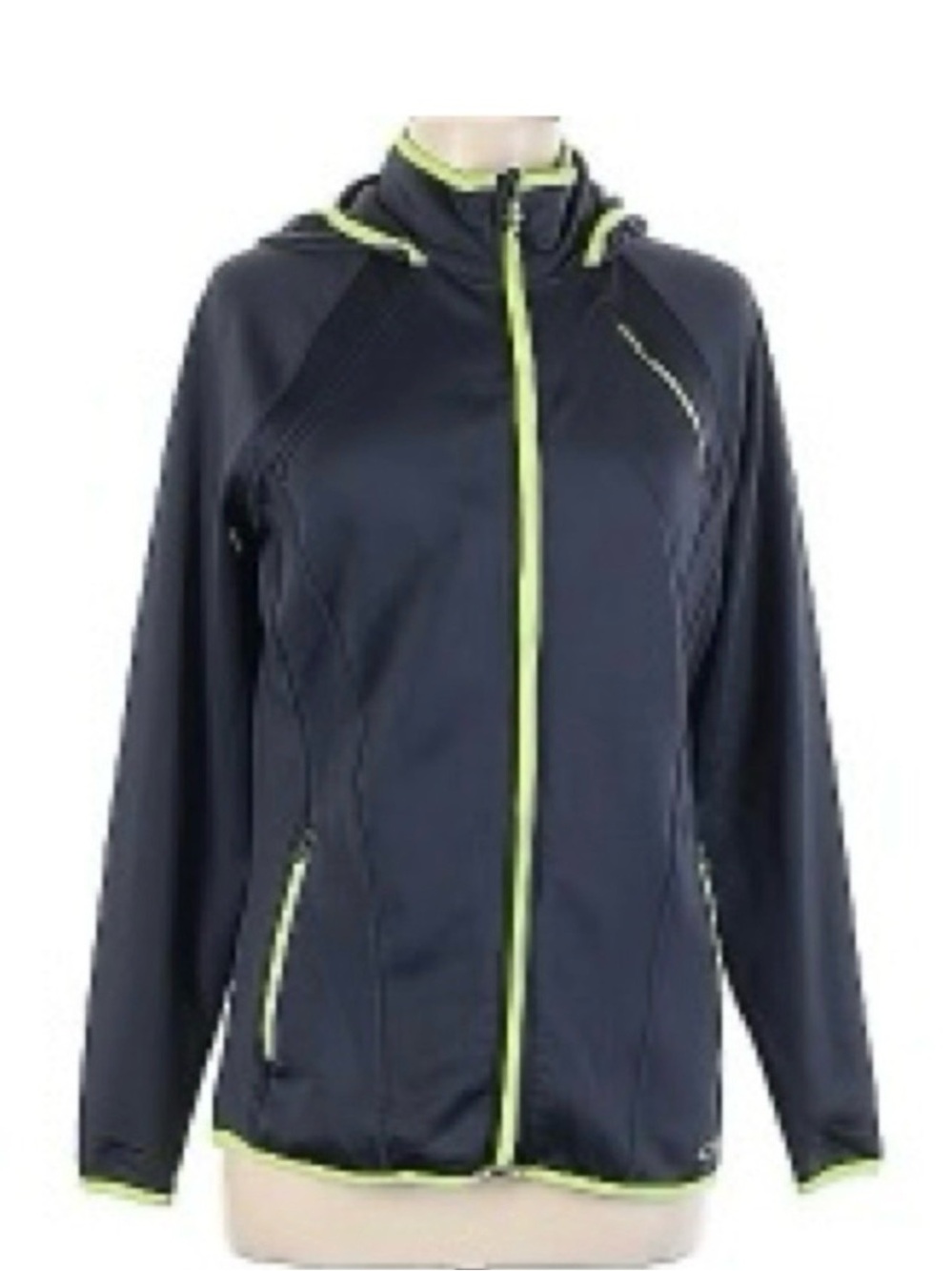 C9 by CHAMPION Athletic Zip Up Hooded Jacket, Women’s M, Navy Lime